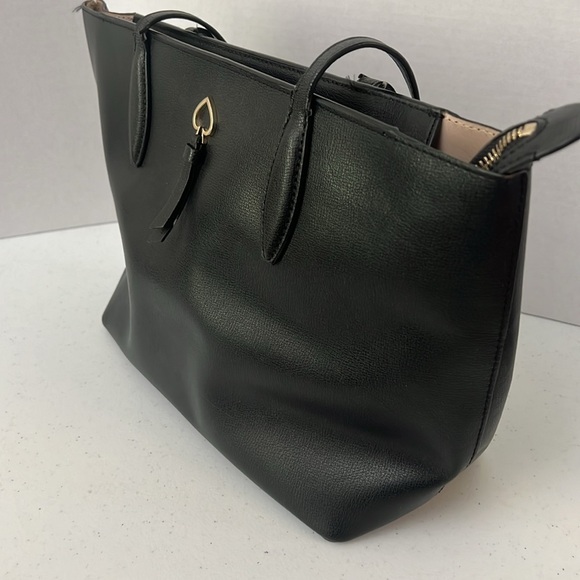 Kate Spade New York Adel Black Leather Tote Shoulder Bag Purse Zip Top - Picture 2 of 16